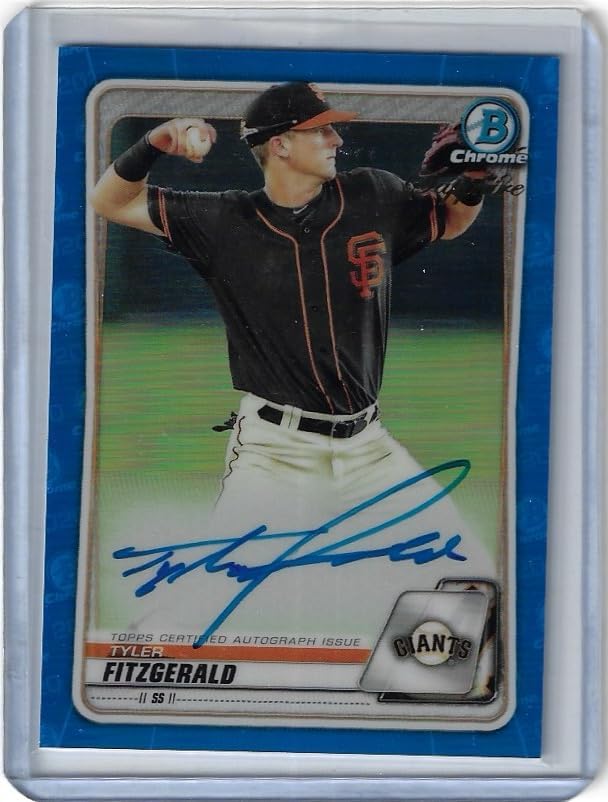 Tyler Fizgerald Autographed Bowman Chrome Sapphire Prospect Card Collectible Baseball Card - 2020 Bowman Chrome Baseball Card #BSPA-TF (Giants)