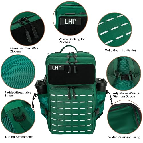 Image of LHI Tactical Military Backpack for Men 25L /45L Large Molle Army Assault Pack 3 Day Hiking Rucksack With Bottle Holder
