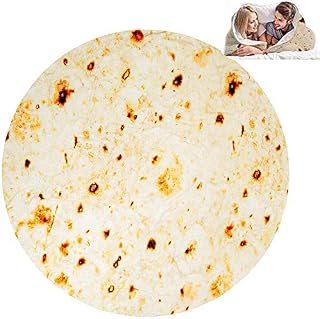 Burritos Tortillas Blanket, Tortilla Throw Blanket Burritos Round for Adult and Kids, Flour Tortilla Blanket Funny Food Blanket, Large Beach Towel for Camping, Home