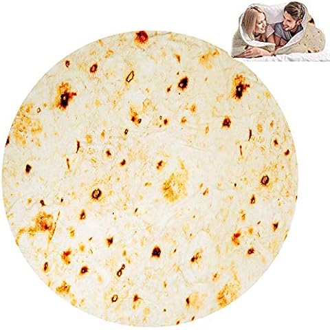 Burritos Tortillas Blanket, Tortilla Throw Blanket Burritos Round for Adult and Kids, Flour Tortilla Blanket Funny Food Blanket, Large Beach Towel for Camping, Home Cover