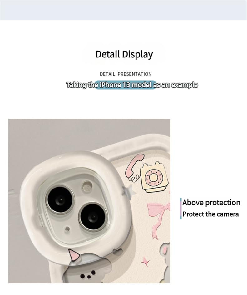 Image of COVERLY 3D Cute Creative Koala Bear Cartoon Teddy Candy Floral Decor Wave Curly Edge Invisible Double Phone Stand Holder Hard Bow Cat Cover Girly Charm Case for Apple iPhone 17 (Pastel Pink)