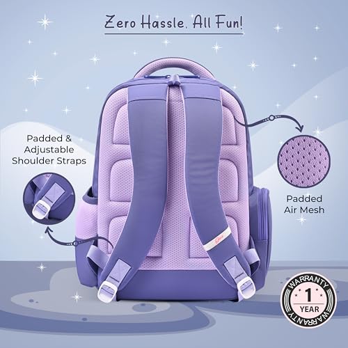Image of Gear Starry Unicorn 16 inch /25L Medium Water Resistant School Bag | Casual Backpack | Daypack | Travel Backpack | Kids Bag for Boys /Girls (Purple - Purple)