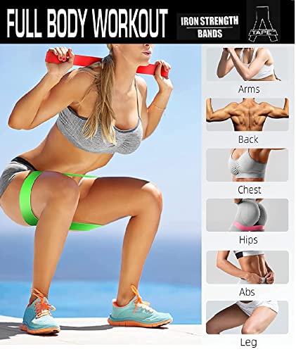 Image of A-Tape Resistance Loop Bands Set for Men & Women | Premium Natural Rubber Heavy Duty Workout Bands for Legs, Glutes, Squats, Stretching, Fitness & Physiotherapy (Green,Blue,Black) (Pack-3)