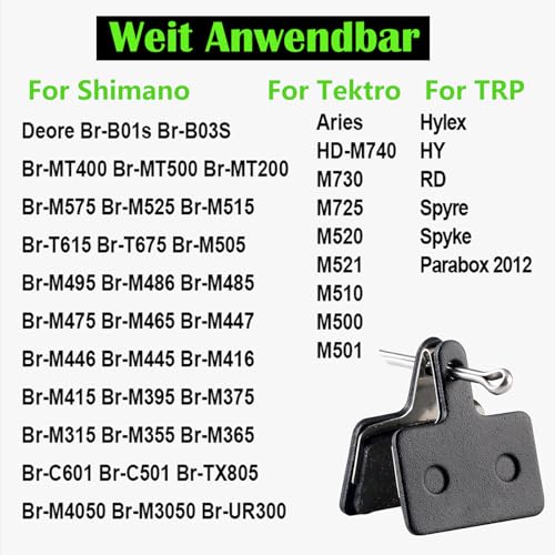 Fahrrad Bremsbeläge hohe Lebensdauer Bremsbeläge Fahrrad für Shimano B01S B03S B05S Resin Semi-Metallic Bremsklötze Fahrrad Fahrradbremsen Beläge für Shimano MT200 MT400 MT500