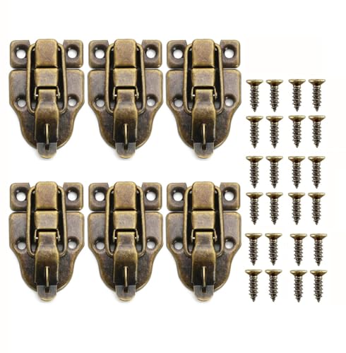 Wxinsheng Fermoirs pour Boite en Bois,6 PCS Verrouillage pour Coffres et Boîtes dans Le Design en Laiton Vintage Verrouillage en Bronze Antique pour...