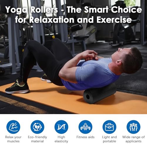 Rouleau de Massage, 30 x 15 cm Professionnel Foam Roller Pilates, Rouleau Massage Musculaire en Mousse, Rouleau de Fascia pour le Dos, la Taille, les Hanches et les Jambes (Dureté Moyenne, Noir) – Image 4