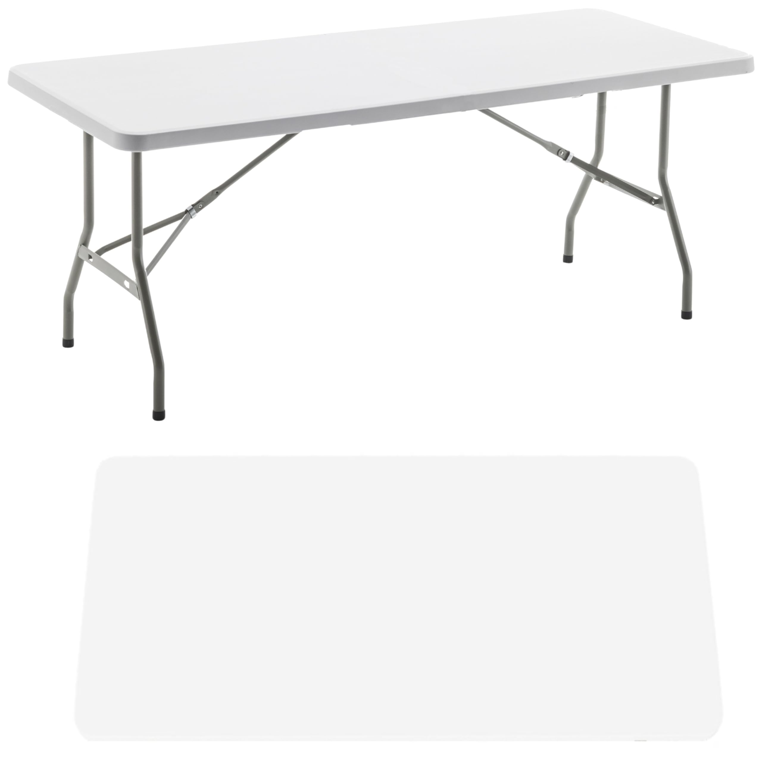 BTEXPERT Plastic Folding Table 6 Ft 72" x 29.5" Heavy Duty Portable, Indoor Outdoor Picnic Camping Office Home Party Wedding Event Tailgating Easy Store White