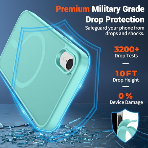 Image of SUPFINE Magnetic for iPhone XR Phone Case Blue Green | With Screen Protector, Translucent Matte, Compatible with MagSafe, Military Grade Drop Proof, Rugged Shockproof Protective