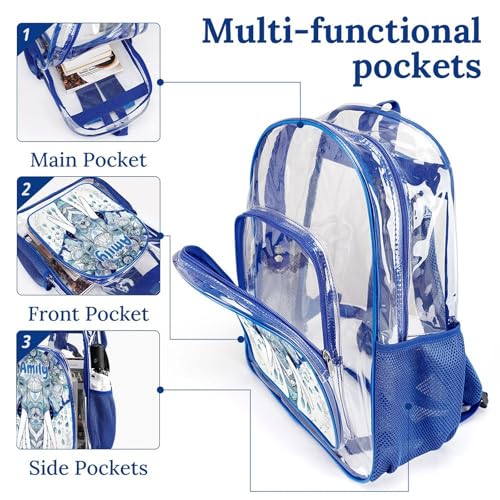 Personalized Clear Backpack for Girls Tribal Elephant Backpack with Name Transparent Bookbag Back to School Gifts3