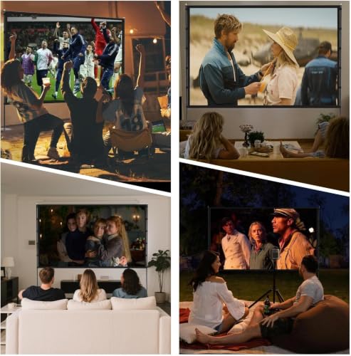 Image of STWUI Outdoor Projector Screen with Stand-100 Inch 16:9 4K HD Portable Projector Screen Outdoor Indoor Front & Rear Projection Screen Lightweight Movie Screen with Carry Bag for Home,Backyard,Camping