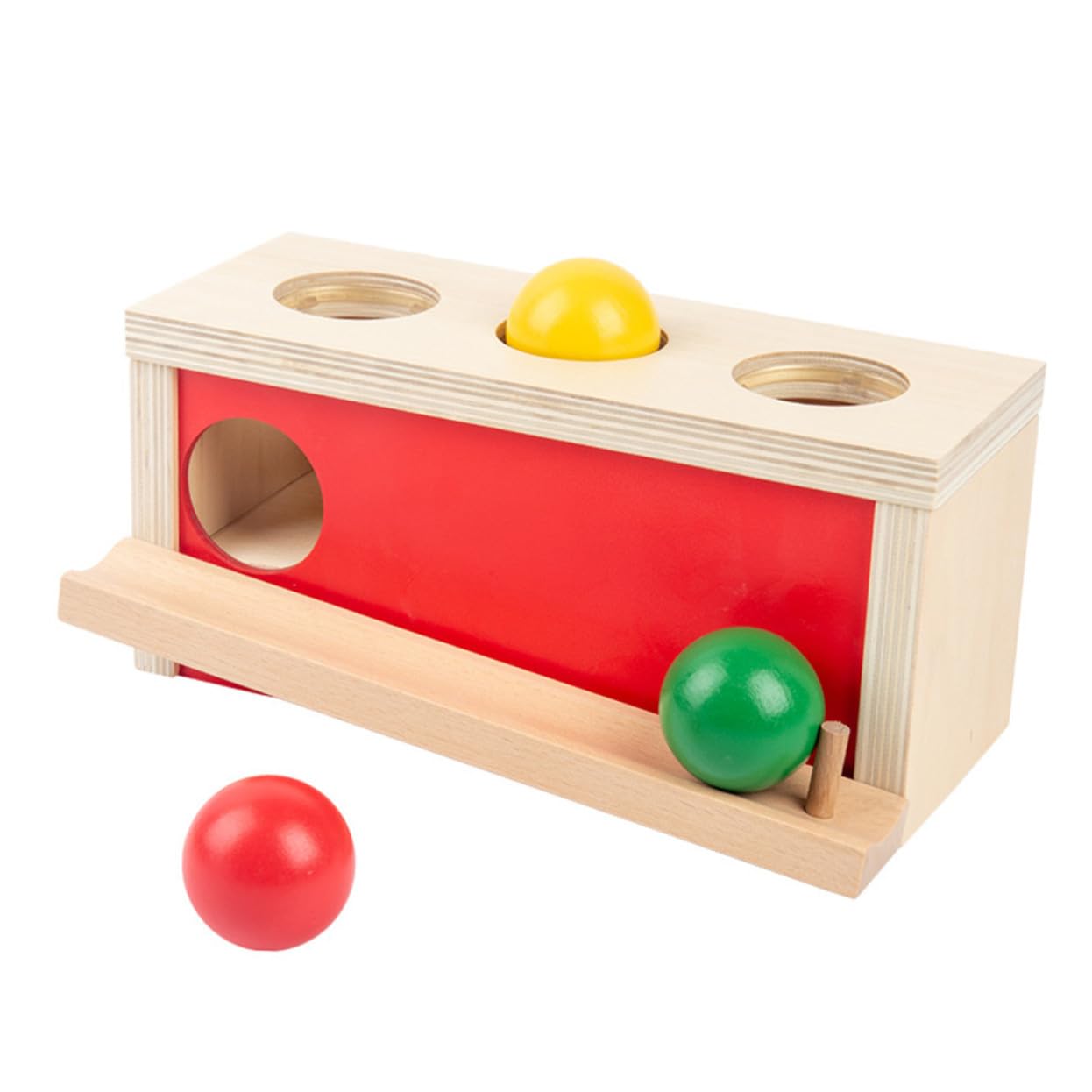 Hohopeti Juguete de Pelota de Prensa Educativa de Madera Rojo 1 Juego