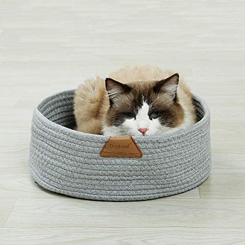 Haustier Katzenbett Haustierbett Katzenbettchen Katzenkörbchen Katzennest Katzenkorb Grau Rund 40cm Klein Waschbar Baumwolle Warm Winter Hundebett Tierbett Katze Bett Cat Bed Lustig Modern Kratzbrett