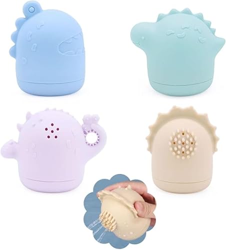 Miniatura 7 de AULEGE Juguetes de baño de silicona, juguetes de bañera exprimibles para niños de 6 a 12 a 18 meses, juguetes de baño ecológicos sin moho, juguetes