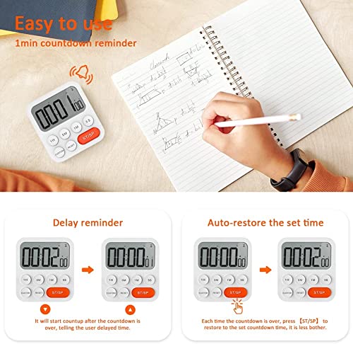 Liorque Kitchen Timer For Cooking, Magnetic Timer Clock With Large Lcd Display, 3 Levels Volume, Shortcut Setting, Digital Timer For Kids Classroom Teacher (Battery Included) #TOP3