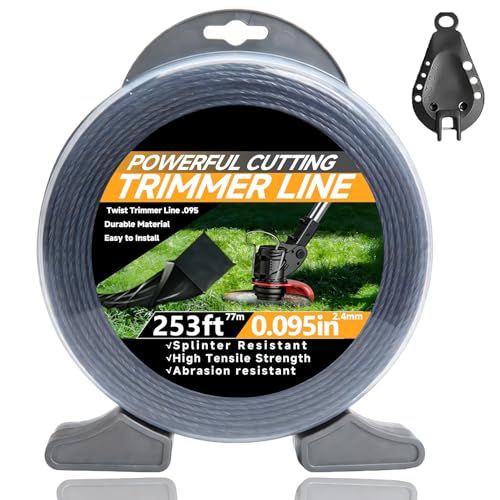 PonPeoo 253ft 0.095' for Black Diamond Trimmer Line Heavy Duty Weed Eater Cutting String Trimmer Line Replacement for Echo Trimmer Line 330095073