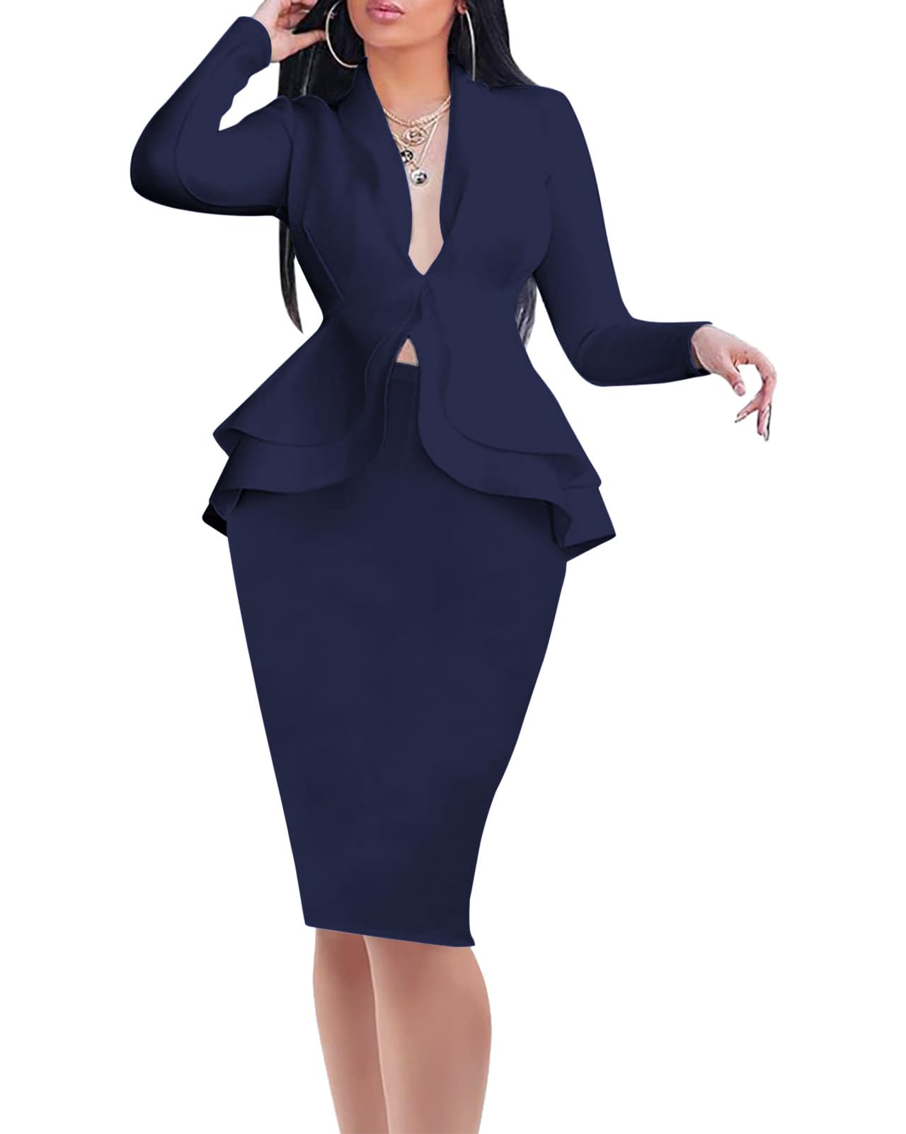 MorwenVeo Two Piece Skirt Suit Sets for Women Business Casual Outfits