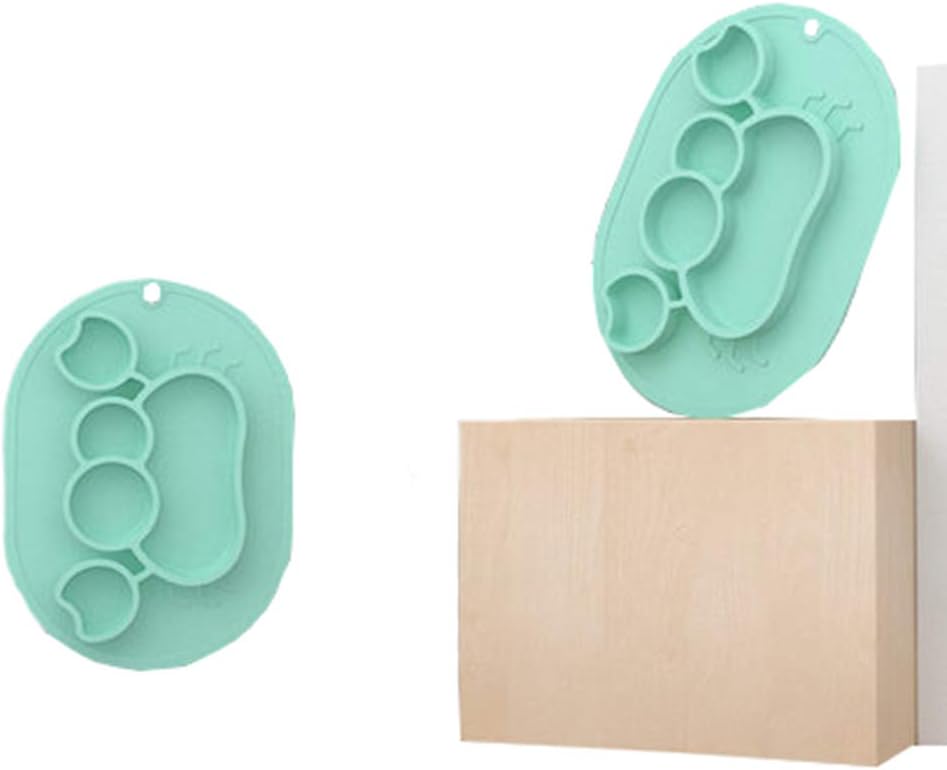 Top Estore Full Size 12" X 9" Creative Animals Silicone Suction Placemat + Plate/Bowl (Green Crab)