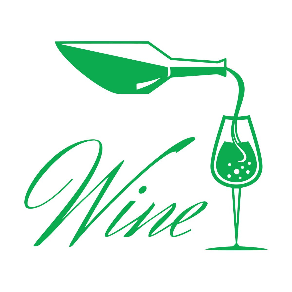 Wall Vinyl Sticker Decor Kitchen Wine Bottle Glass Cafe Restaurant Bar 81x97.2cm Waterproof Extra Large Green