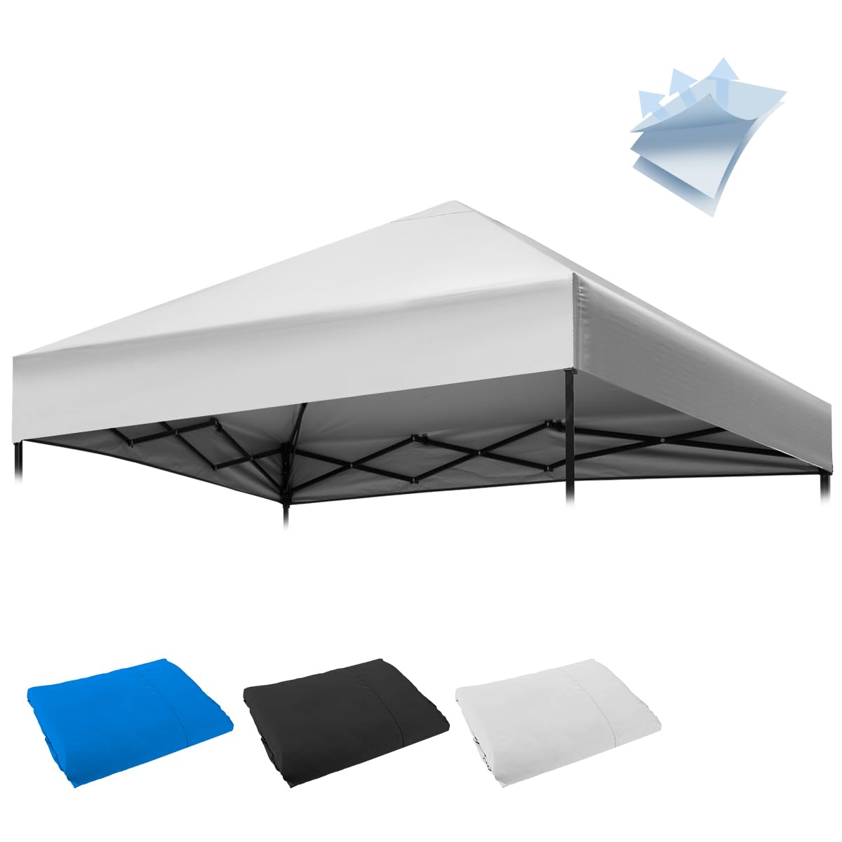 Photo 1 of 10×10FT Canopy Tent Replacement Top, Instant Pop Up Canopy Straight Leg Replacement Cover for Outdoor Garden Picnic, Camping (Grey-White)