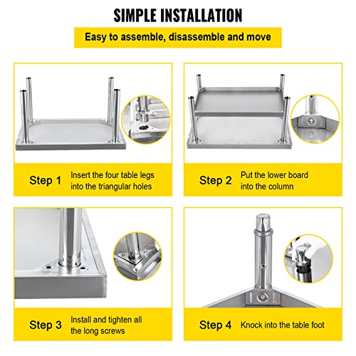 Image of VEVOR Stainless Steel Equipment Grill Stand, 36 x 30 x 24 Inches Stainless Table, Grill Stand Table with Adjustable Storage Undershelf, Equipment Stand Grill Table for Hotel, Home, Restaurant Kitchen