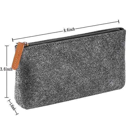 Semilyn Felt Makeup Pouch Zipper Makeup Bag Zipper Travel Bag Makeup Organizer Bag Pen Case Cosmetic Bags For Toiletries,Cosmetics, Travel Item, Gadgets, Highlighters (Grey) image 4