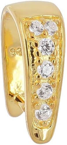 egemmall 1PC Sterling Silver CZ Pinch Bail Pendant Clasp Slider, 18kt Gold Plated