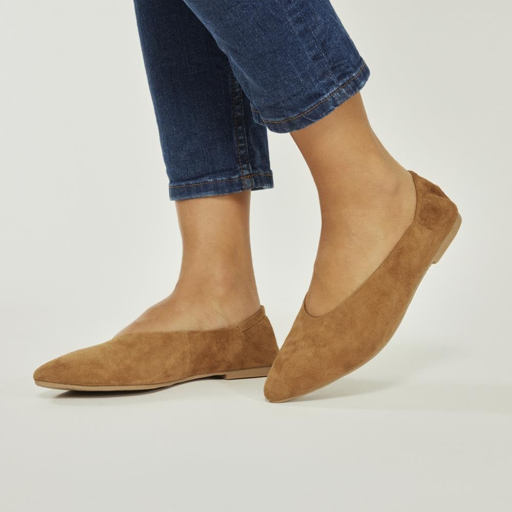 GIOSEPPO Bailarinas DE Piel Color Cuero con Punta Fina Y TALÓN Fruncido para Mujer