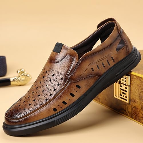 Men's Perforated Leather Slip - On Loafers, Stylish Casual Footwear - Ideal for Summer Walks, Weekend Errands & Daily Commutes3