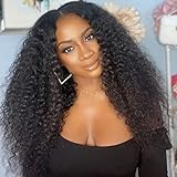 PRIMELACE V Part Curly Wig Human Hair 26inch KinkyCurly Wig Human Hair Upgrade of UPart Human Hair Wig 180% Density Mongolian Afro Kinky Curly Human Hair Wig