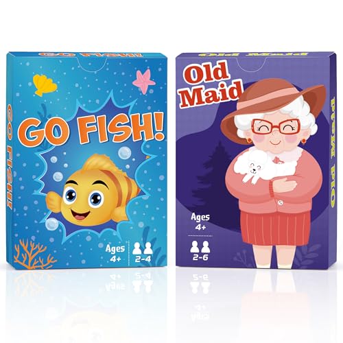 Card Games Go Fish and Old Maid Card Game for Kids Ages 4-8 Fun Classic Interactive Games for Kids Toddlers Adults Perfect for Stocking Stuffers Gifts Family Game Night Party Games(Go Fish&Old Maid)