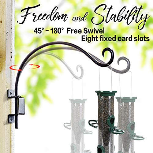 Image of AJART Bird Feeder Hangers Outdoor: 12-Inch Swivel Hanging Plant Bracket for Wall Mount - Swivel Plant Hook for Flower Basket