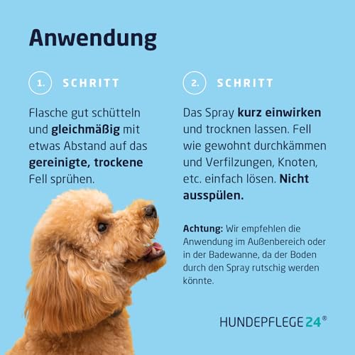 HUNDEPFLEGE24 Hunde Conditioner Pflegespray für effektive Entfilzung, leichte Kämmbarkeit & Sanfte Fellpflege Hund & Katze - Pflege Kämmhilfe & Entfilzungsspray Hunde Langhaar & Kurzhaar 500ml