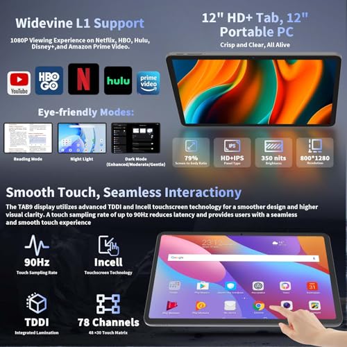 Image of 2025 12 Inch Tablet, Android 15 Tablets with Keyboard, 24GB+256GB+2TB Expand, 2K Display, Tablet PC with 5G WiFi, Octa-Core, 8000mAh, BT5.0, GMS, GPS, 2 in 1 Tablets with Case, Mouse, Stylus(Pink)