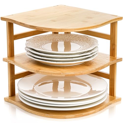 Goaste 3-Tier Bamboo Corner Shelf, Kitchen Countertop Storage...