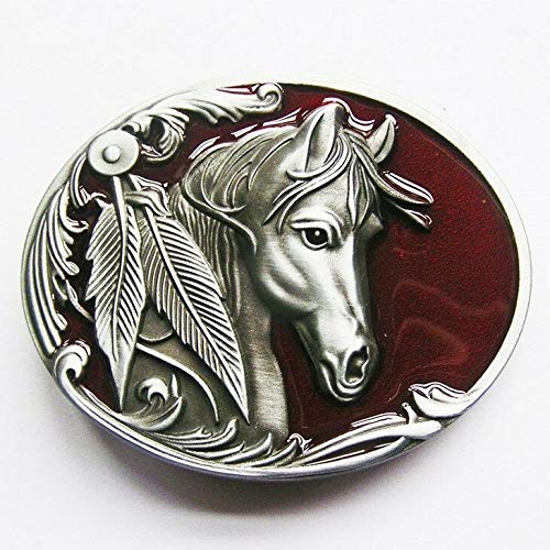 Brand Horse Red Feather Cowboy Western Belt Buckle (Make Your Own Design With Pictures)