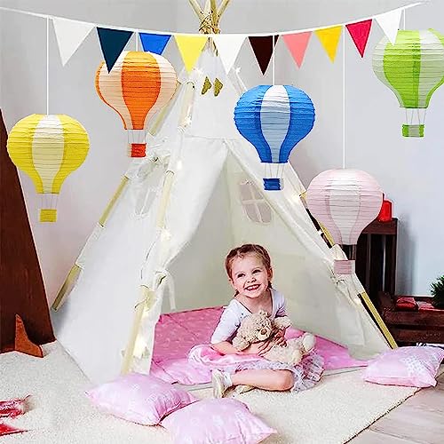 Image of WP WANNA PARTY Hot Air Balloon Paper Lanterns, Rainbow Lantern Decorations For Baby Shower Wedding Birthday Anniversary Classroom Nursery-Green, Set Of 1