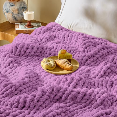 Image of Inhand Chunky Chenille Yarn for Hand Knitting, Thick Bulky Blanket Yarn for Crocheting, Soft Fluffy Yarn for Crochet Gifts & Crafts for Women /Beginners, 8 Pack (29.5 yds /8.4 oz Each), Purple-Multi