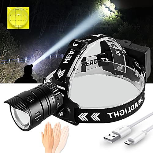 Linternas Frontales XLENTGEN Linterna Frontal LED Recargable 10000 Lúmenes Linterna Cabeza XHP90.2 Alta Potencia con Sensor de Movimiento,...
