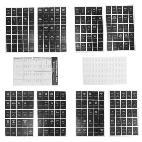 HONMEET 6hojas Etiquetas Para Tarros De Especias Negro Etiquetas Adhesivas De Clasificación Para Condimentos De Marcado Para Especias Para Cocina y Organización De Botes