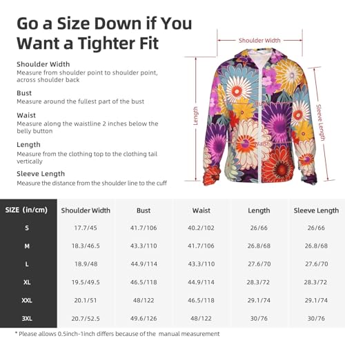 Men's UPF 50+ Sun Protection Hoodie Long Sleeve Fishing Shirts Quick Dry Bohemian Colored Flowers Sun Shirt Jacket2