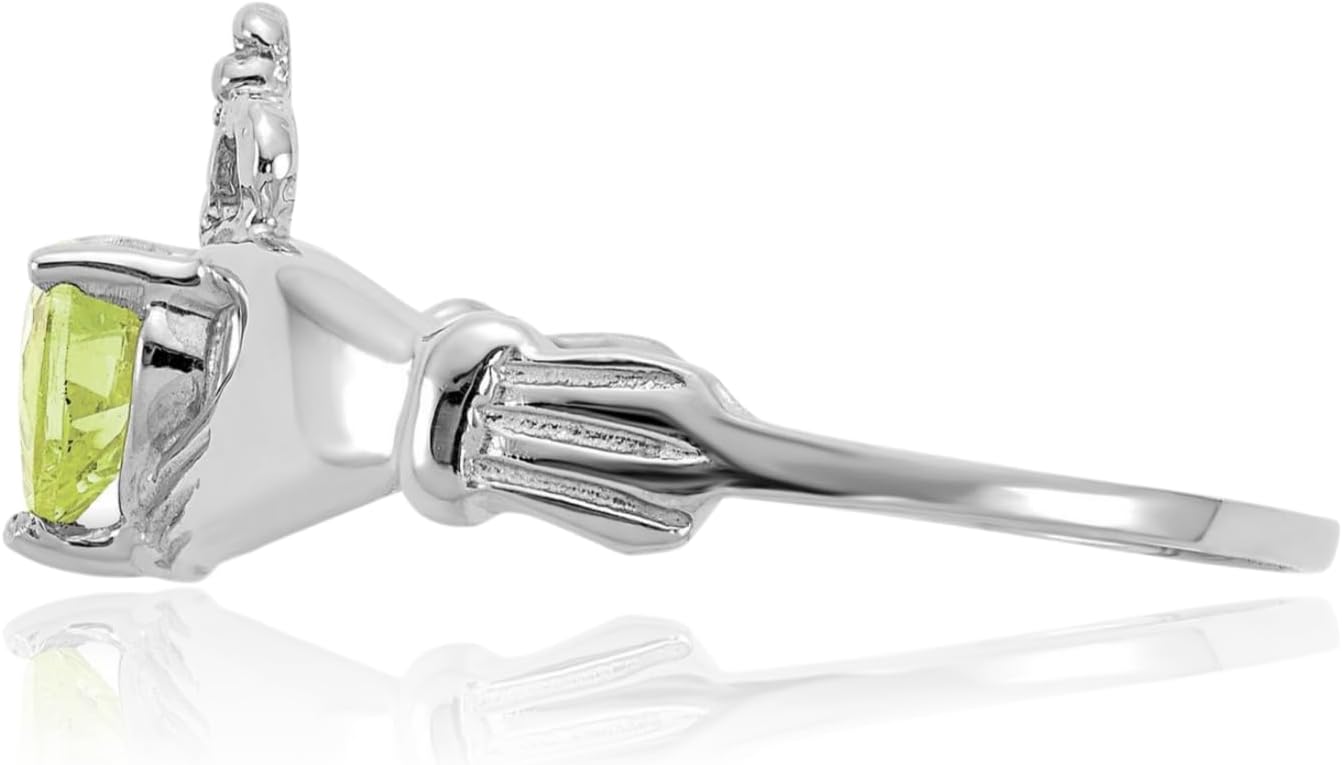IceCarats 14K Solid White Gold Cubic Zirconia Celtic Claddagh Promise Ring 2mm Slim Band Heart Cut, Prong Set