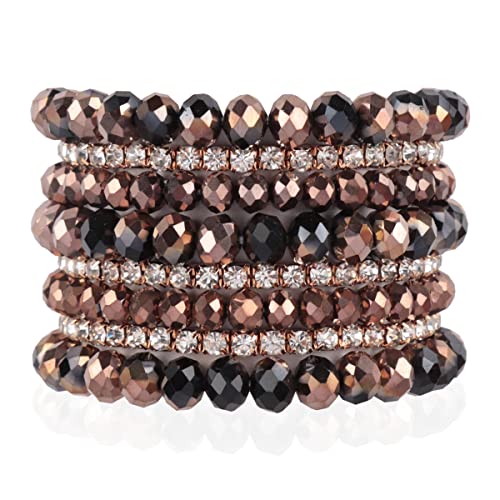 Ensemble de bracelets à enfiler bohème multi-rangs en cristal brillant
