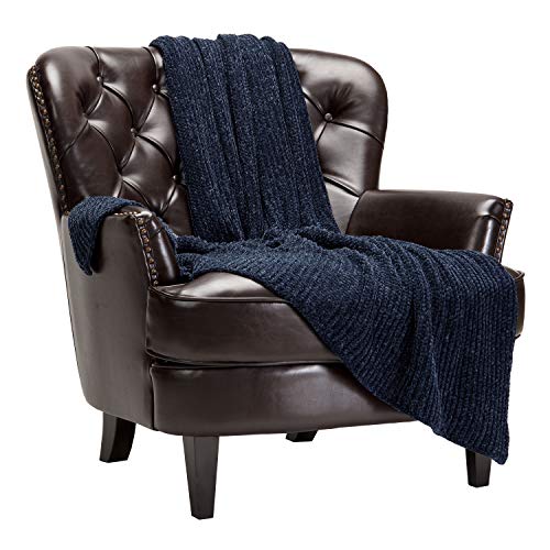 Chanasya Premium Knit Chenille Throw Blanket - Soft, Plush Decorative Throw Blanket - 50' x 65” - Charcoal