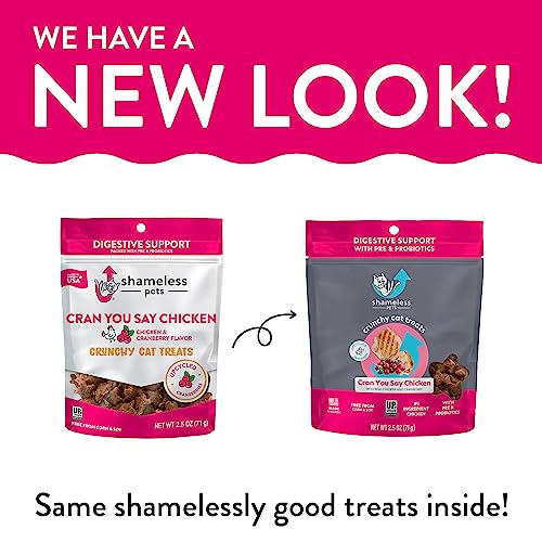 Shameless Pets Crunchy Cat Treats - Kitty Treats For Cats With Digestive Support, Natural Kitten Treats With Real Chicken, Healthy Flavored Feline Snacks - Cran You Say Chicken, 1-Pk #TOP7