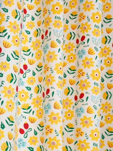 Image of Cortina Floral Light-Filtering 100% Cotton Curtains 9 feet Long Set of 1 for Long Door [ Opacity: 50-60%, Color: Yellow, 180 GSM ]