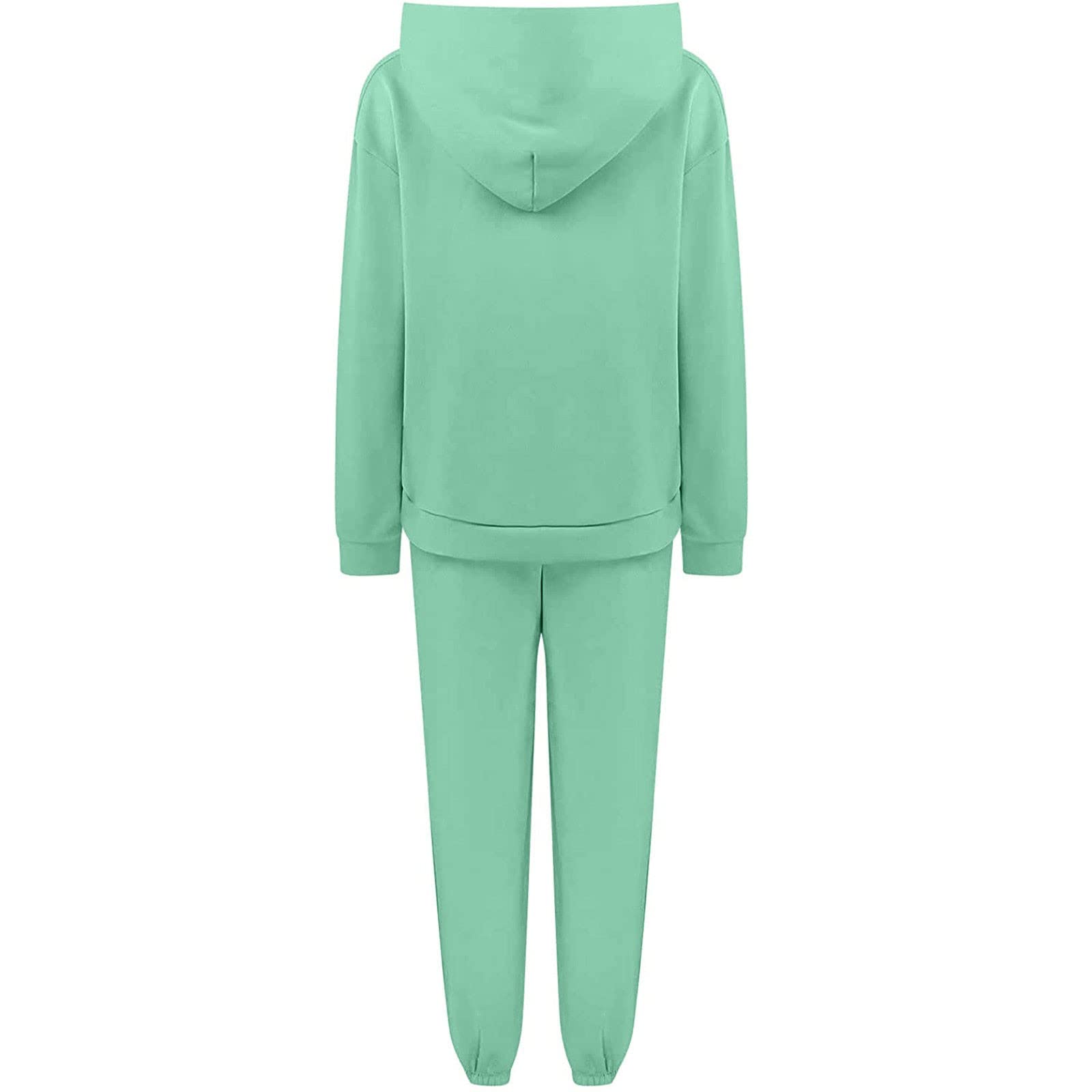 Women Solid Solor Casual Fashion Long Pants with Thick Long Sleeve Hoodie Suit Dressy Pant Suits for A (Green, L)