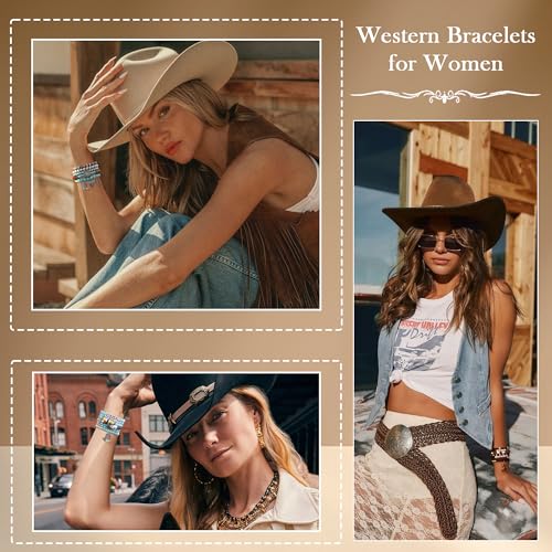 Sistble Western Bracelets for Women, Cowgirl Beaded Bracelets Western Gifts for Women Cow Girl Boots Hat Brown Cowgirl Bracelet Bohemian Boho Birthday Gifts Christmas Stocking Stuffers Jewelry — view 2