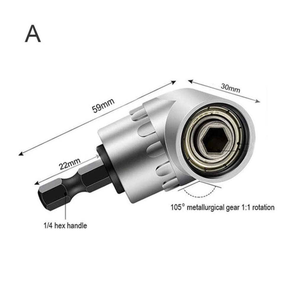 Juego de Destornilladores de 105 Grados con boquillas giratorias Ajustables para Destornilladores, Herramientas manuales, Dado magnético de 1/4, Taladro eléctrico, Estilo Corto.