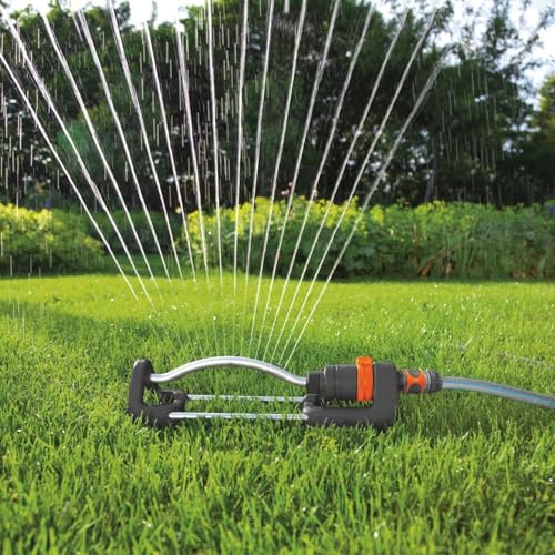 Viereckregner Rasensprenger, 90-220 m² Bewässerungsfläche, Reichweite 7-17 m, Edelstahl-Schmutzsieb & Metallfilter, Wartungsfrei, Gleichmäßige Beregnung für Garten, Rasensprenger Viereck