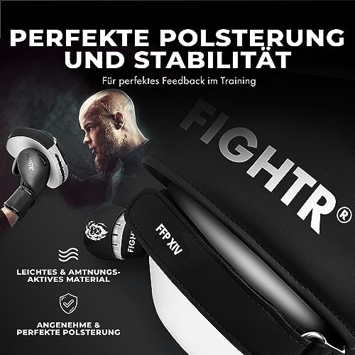 FIGHTR® Premium Handpratzen - Ideale Polsterung & Stabilität | Boxhandschuhe für Kampfsportarten inkl. Tragetasche | Focus Pads für Boxen, MMA, Muay Thai, etc.